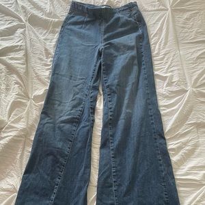 free people extra flare, elastic waist jeans